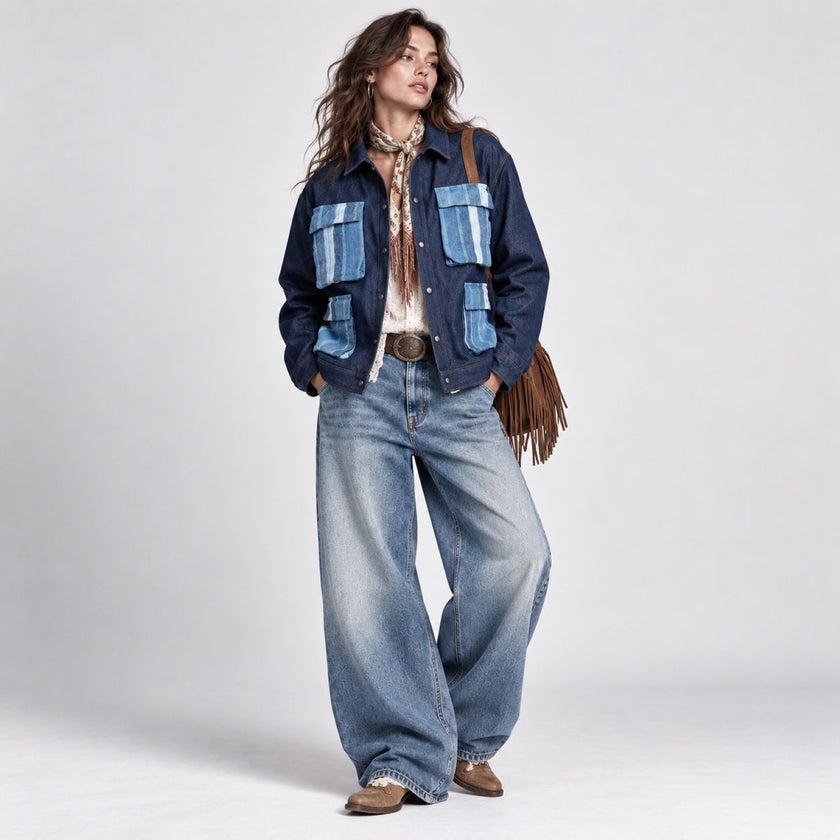 Blended Denim Article Jacket