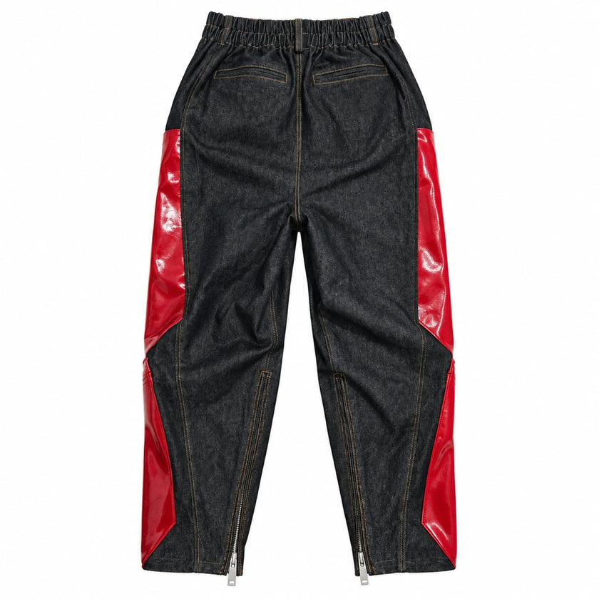 Cherry Pop — Leather-Panelled Denim Pants