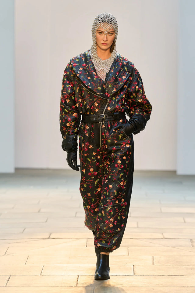 ATHENA LEATHER EMBROIDERED JUMPSUIT
