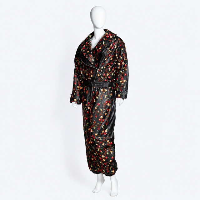 ATHENA LEATHER EMBROIDERED JUMPSUIT