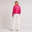 BLUE MOTORCYCLE FUCHSIA PINK BIKER LEATHER JACKET