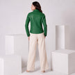 BUBBLE GUM GREEN MULTI POCKET LEATHER JACKET