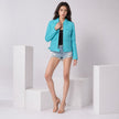 BUBBLE GUM SKY BLUE MULTI POCKET LEATHER JACKET