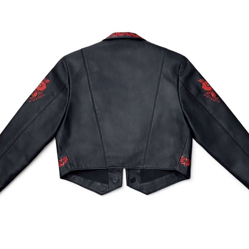 Embroidered Leather Jacket
