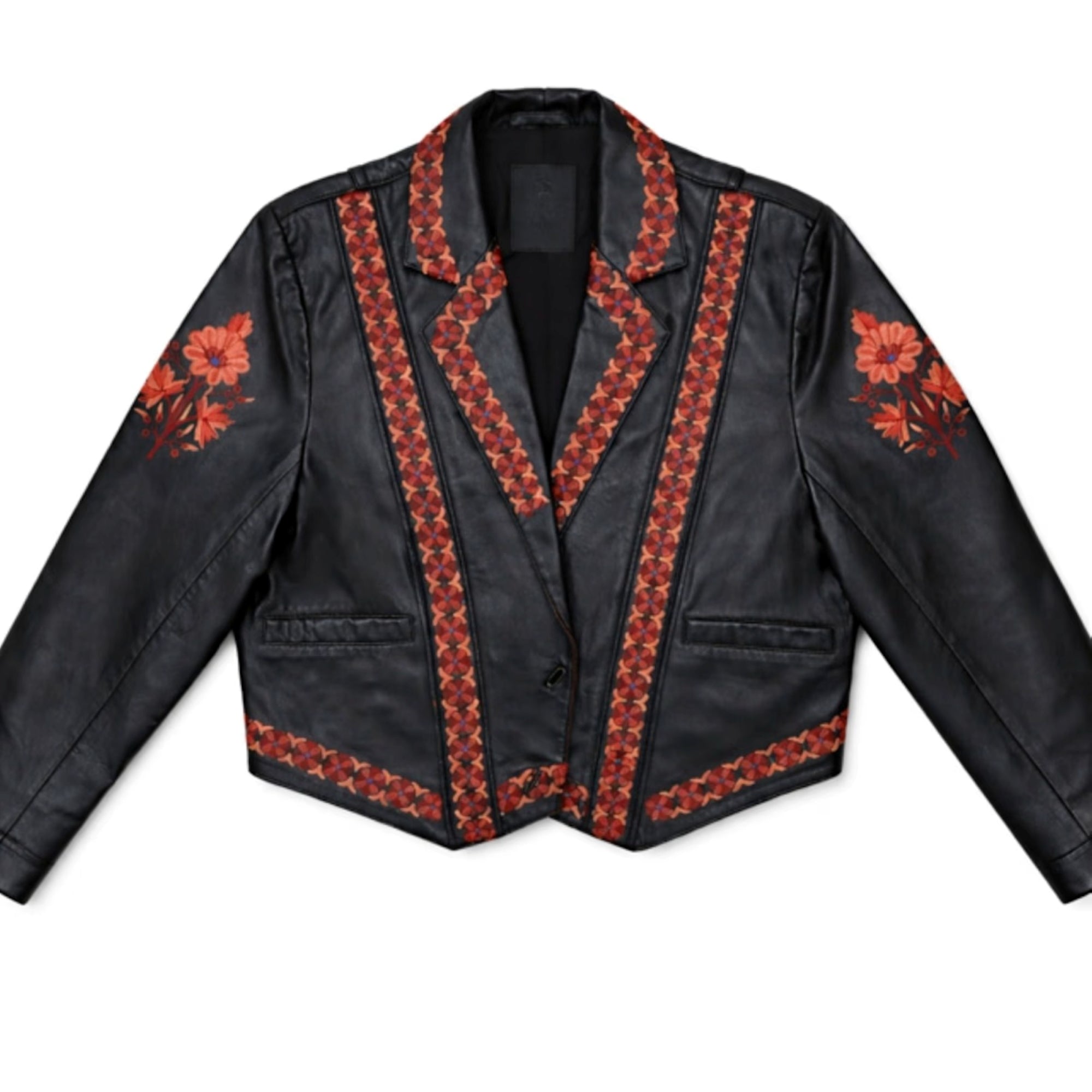 Embroidered Leather Jacket
