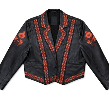 Embroidered Leather Jacket
