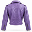 Purple Cropped Biker Leather Jacket