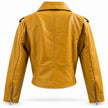 Yellow Cropped Biker Leather Jacket