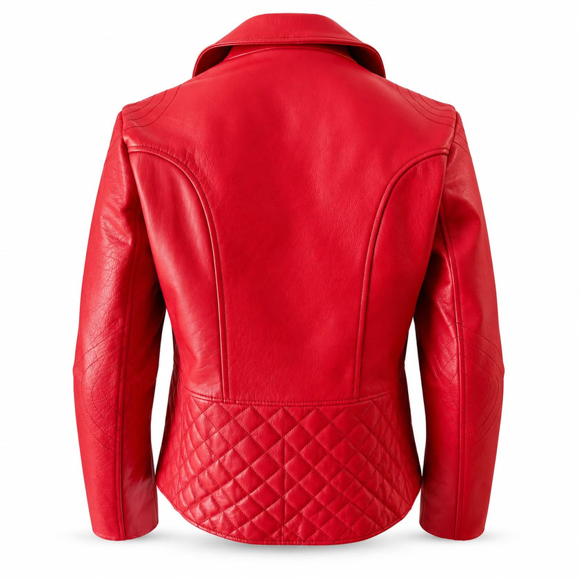 Outlaw Biker Moto Red Leather Jacket