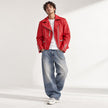 Outlaw Biker Men Moto Red Leather Jacket
