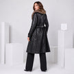 ROYAL JULEP BLACK LONG LEATHER COAT WITH FAUX FUR LINING