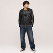 RUSTY CHAINS BIKER LEATHER JACKET MEN