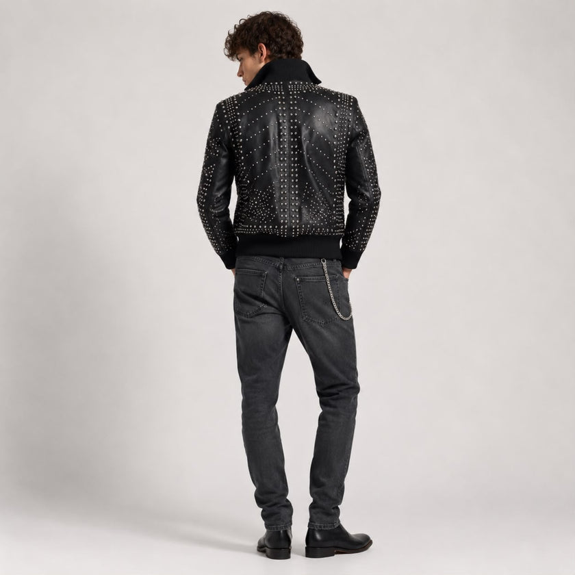 STUDD MUFFIN LEATHER JACKET MEN