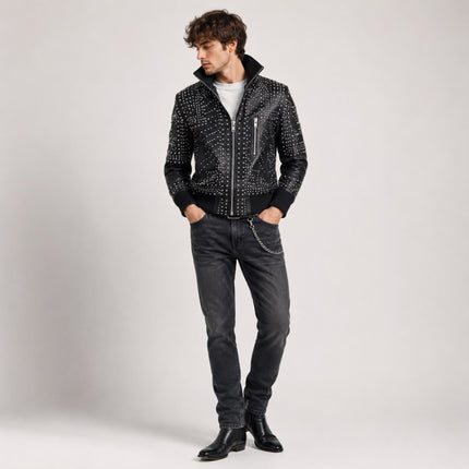 STUDD MUFFIN LEATHER JACKET MEN