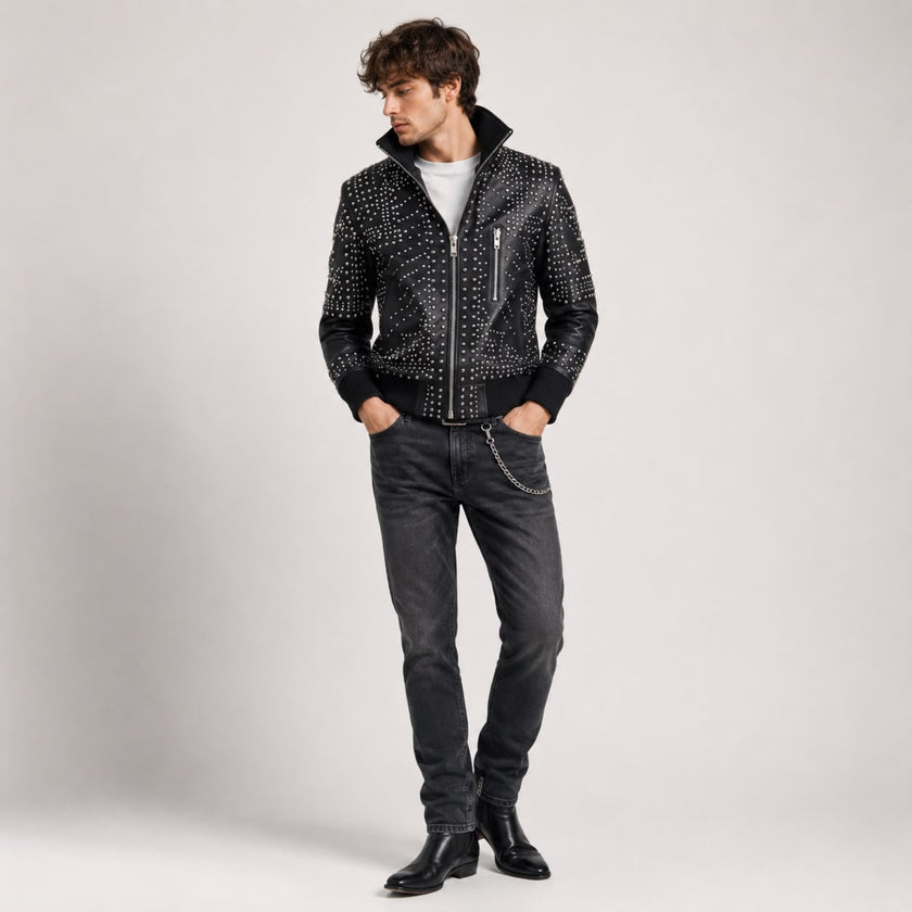 STUDD MUFFIN LEATHER JACKET MEN
