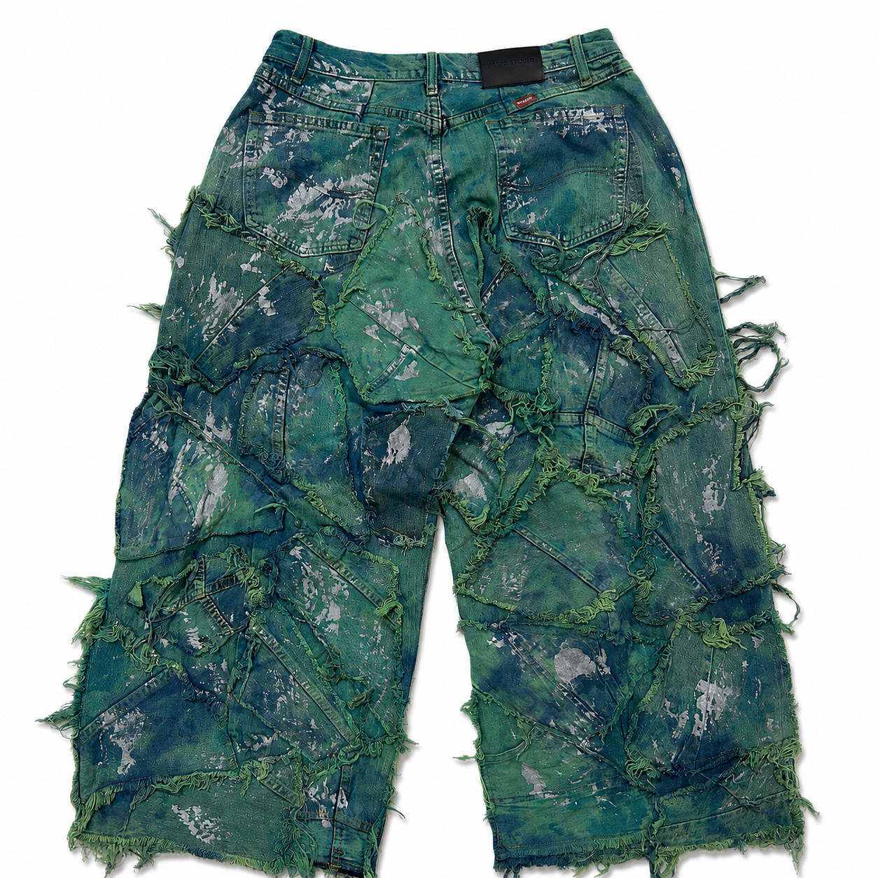 Shredded Wide Leg Colored denim pants E