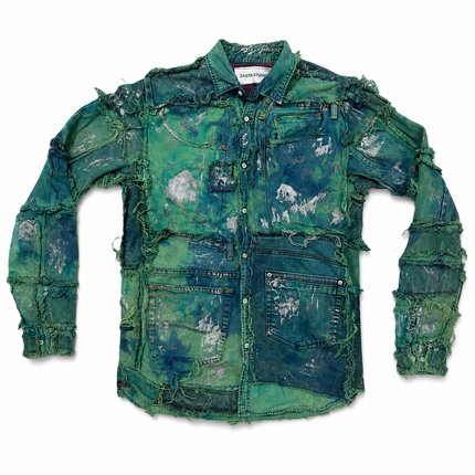 Shredded Denim Colored Shirt D