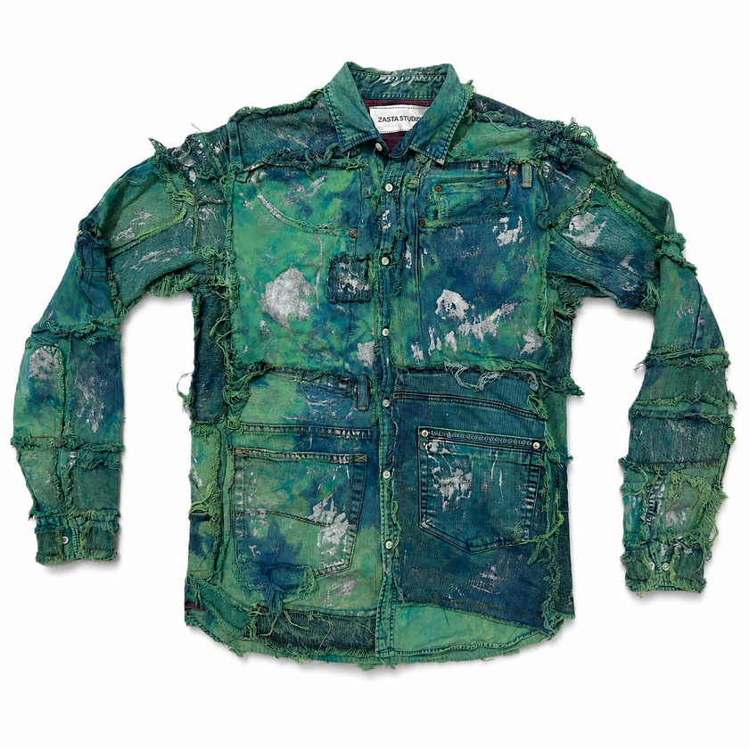 Shredded Denim Colored Shirt A