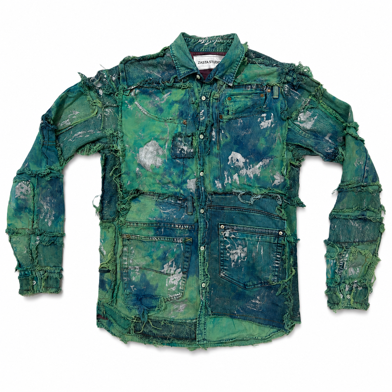 Shredded Denim Colored Shirt