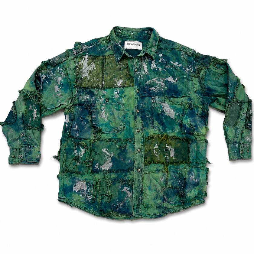 Shredded Denim Colored Shirt C