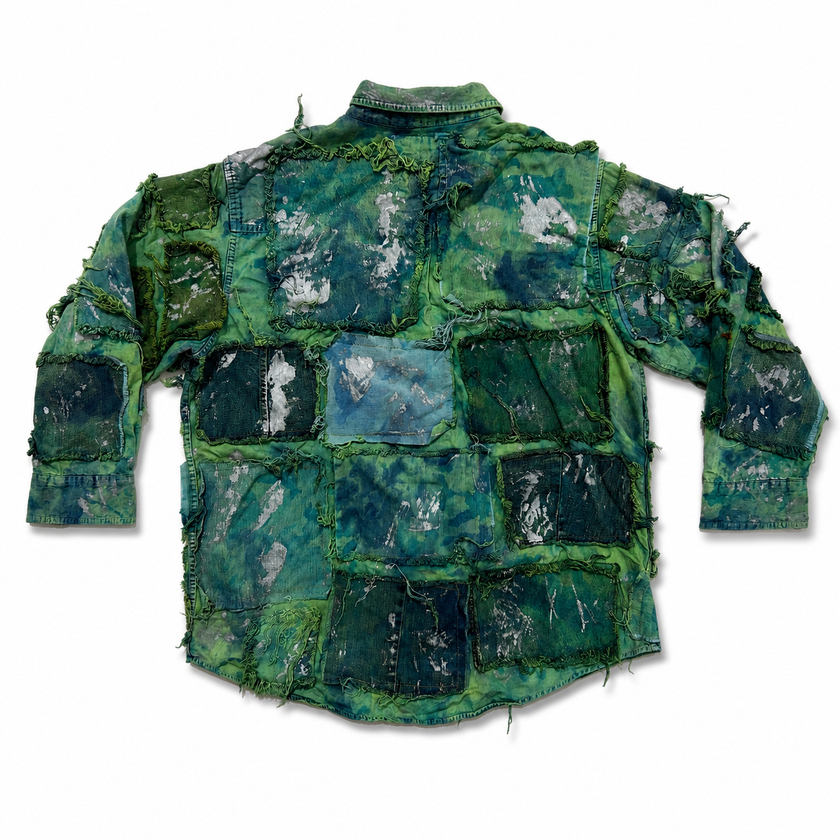 Shredded Denim Colored Shirt C