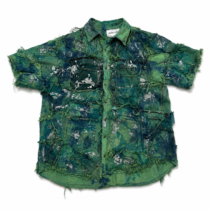 Shredded Denim Colored Shirt A