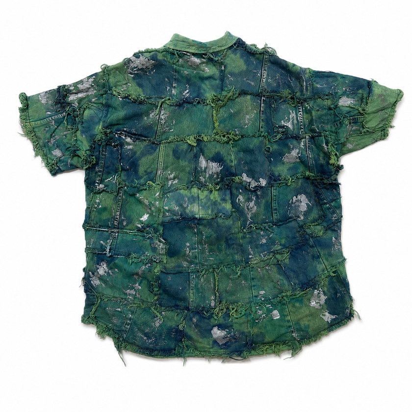 Shredded Denim Colored Shirt A