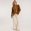 WARRIOR CAMEL SUEDE JACKET WITH FRINGES AND BEADS
