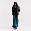 Wearable Ruins Blue Shredded Denim Wide Leg Colored Pants