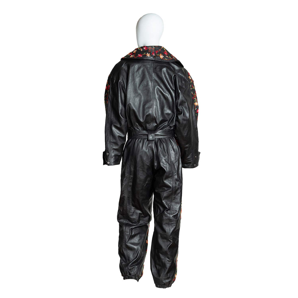 ATHENA LEATHER EMBROIDERED JUMPSUIT