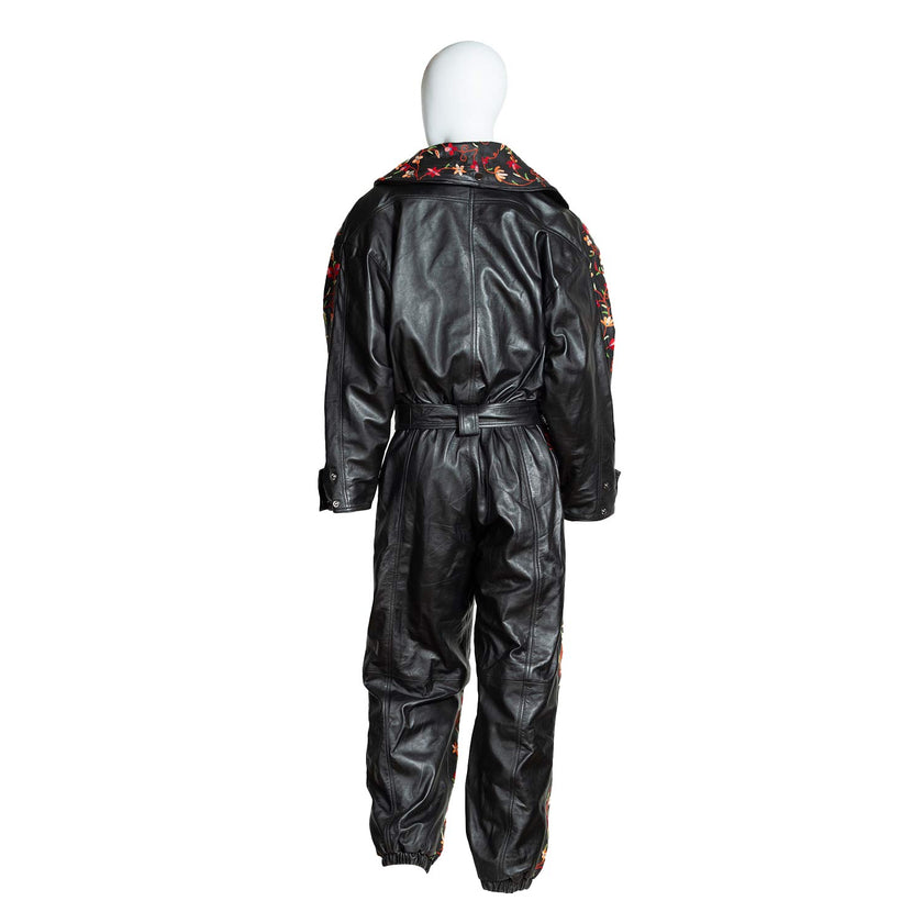 ATHENA LEATHER EMBROIDERED JUMPSUIT