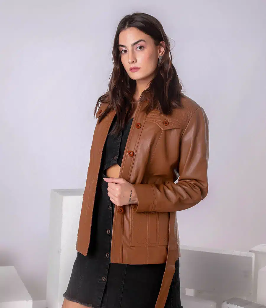 OLD FASHIONED BROWN QUILTED MULTI POCKET LEATHER COAT MINDFUL