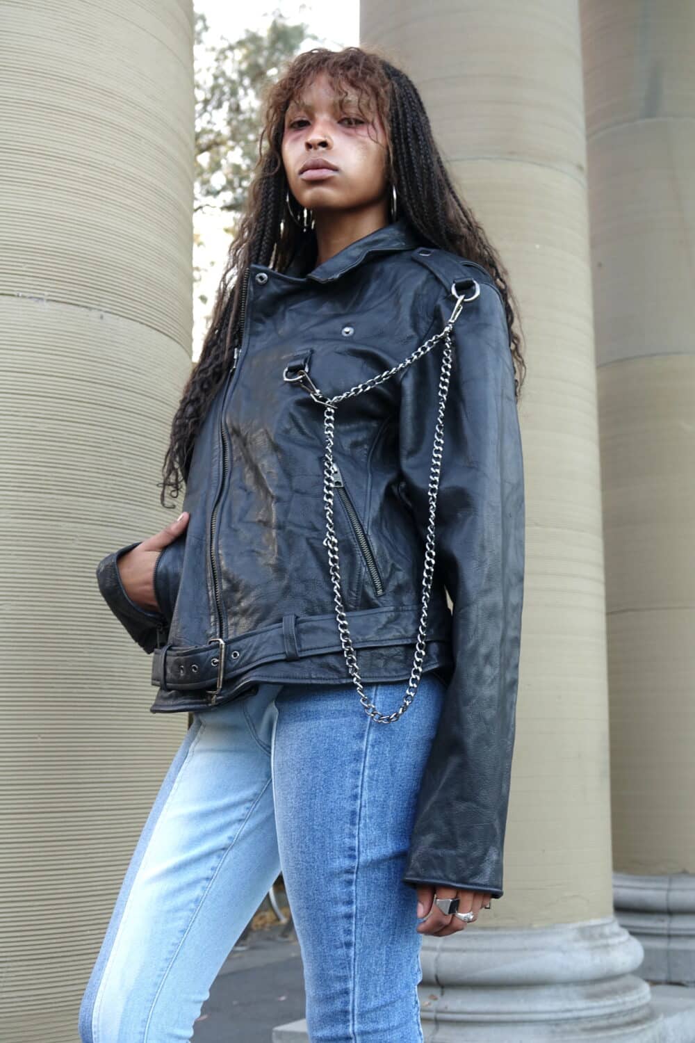 DREAMERS WOMEN BIKER LEATHER JACKET