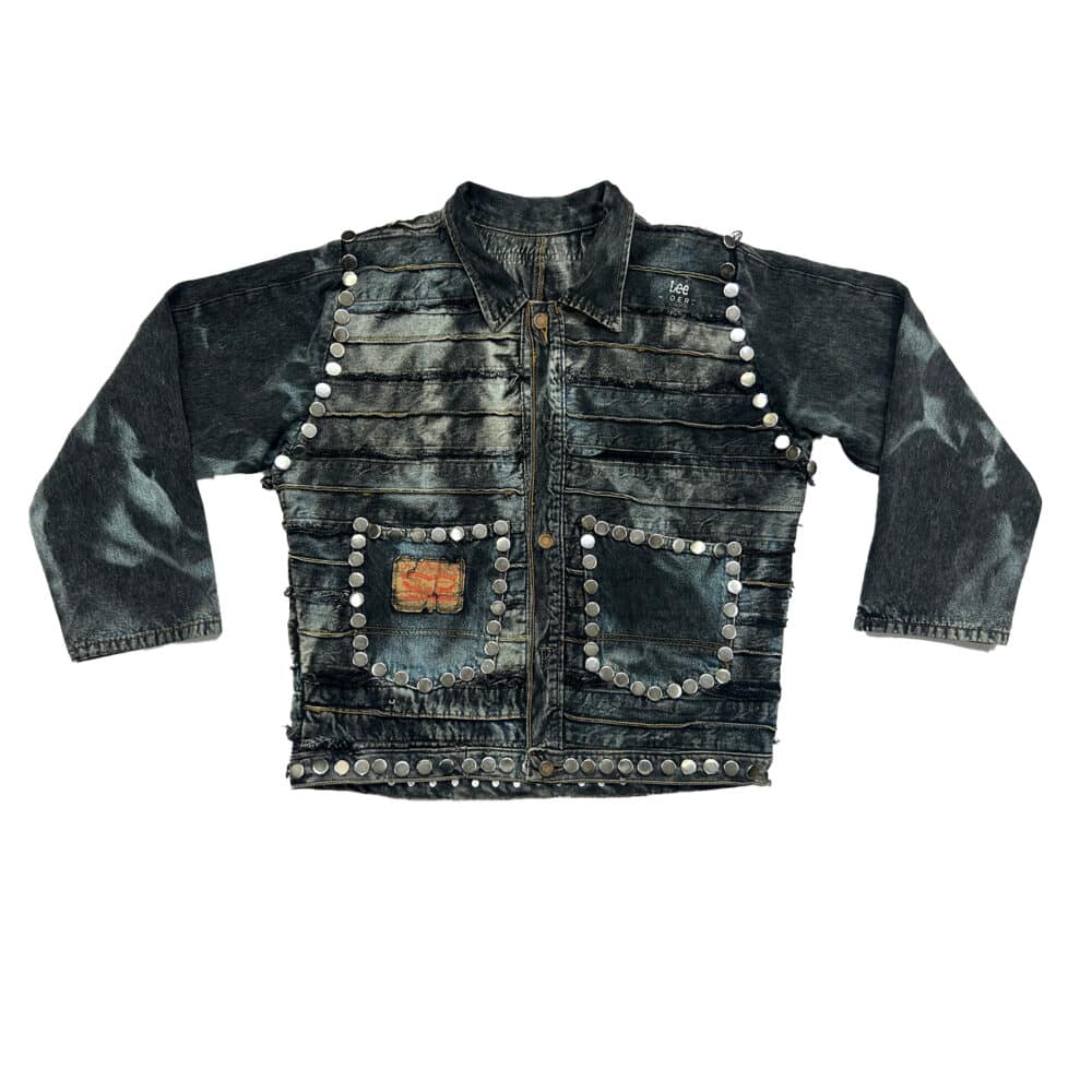 Carbon Clash Studded Upcycled Denim Jacket