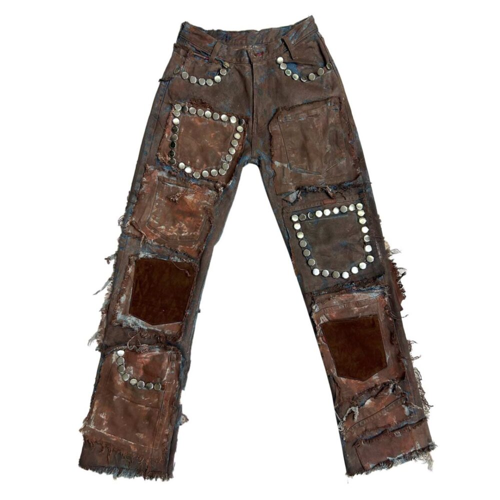 Studded Upcycled Denim Pants