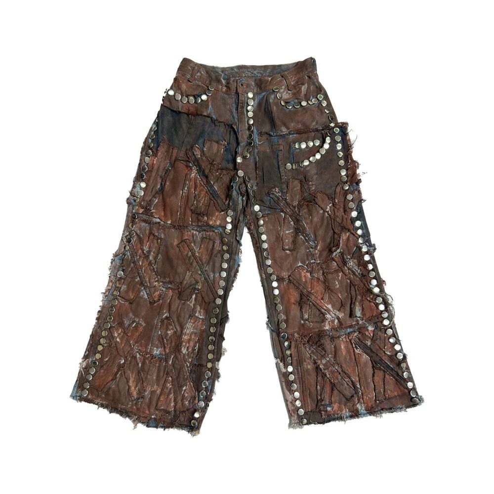 Studded Upcycled Wide Leg Denim Pant
