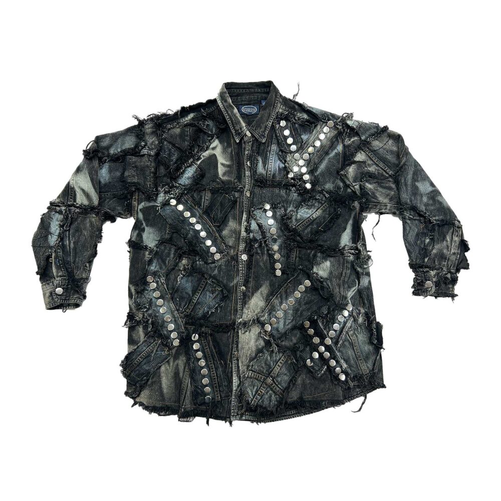Carbon Clash Studded Denim Oversize Shirt