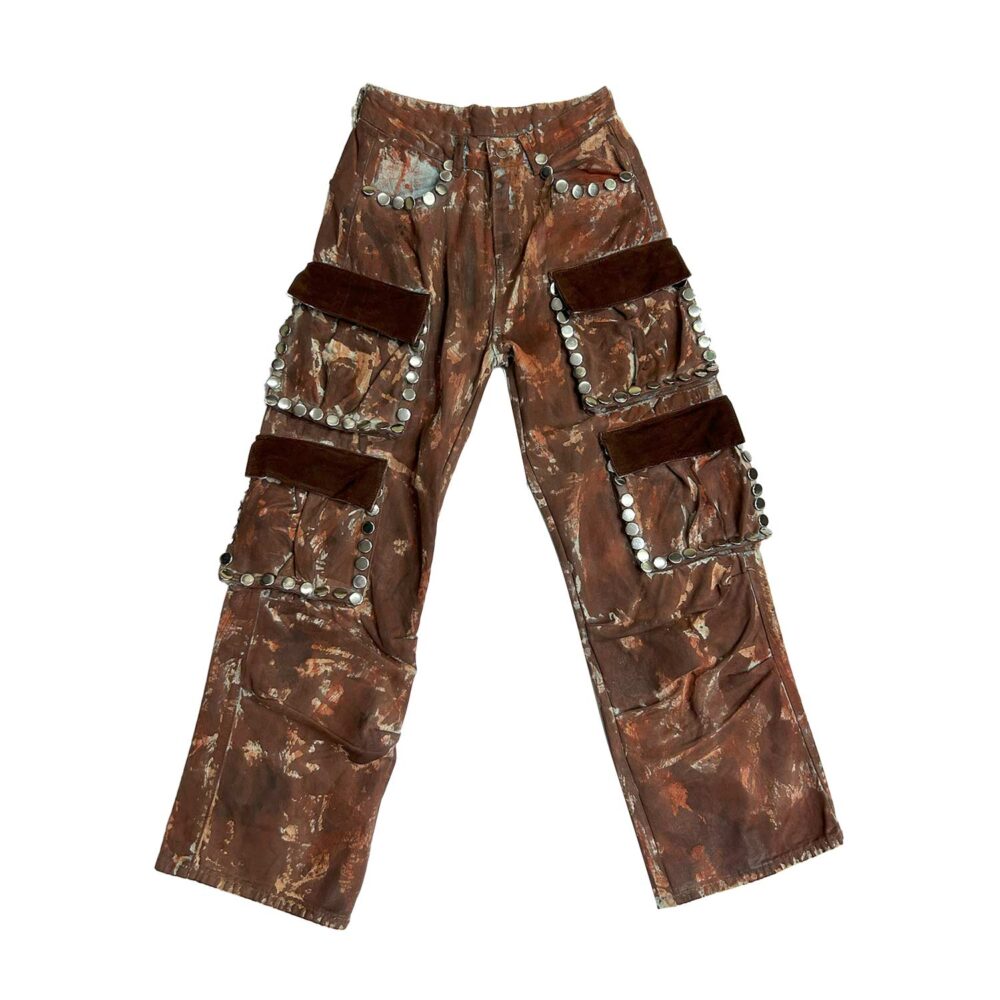 Studded Upcycled Denim Multipocketed Pant