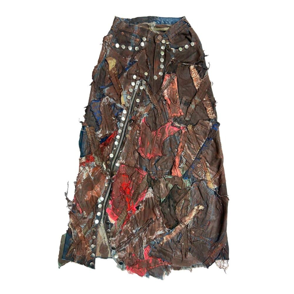 Studded Upcycled Denim Skirt B