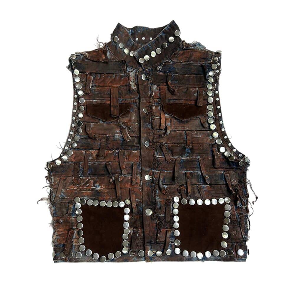 Studded Upcycled Sleeveless Jacket Medium
