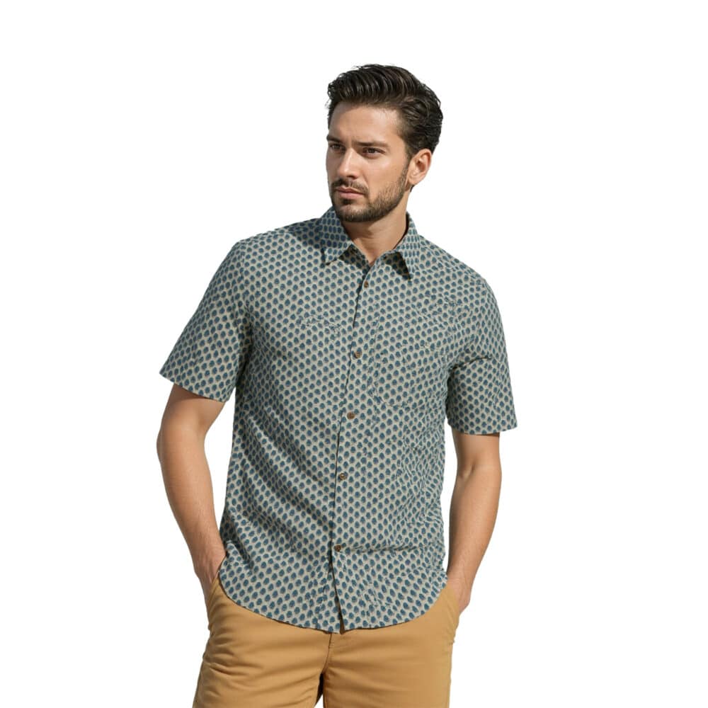 Organic Handprinted Cotton Summer Half Sleeve Shirt H