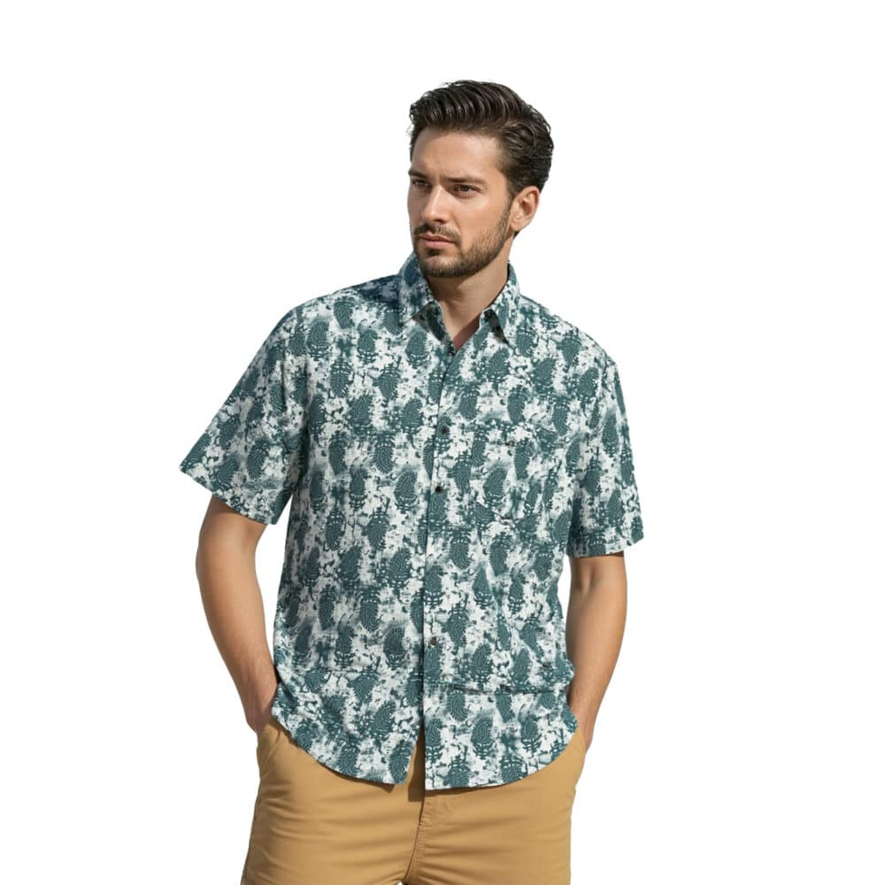 Organic Handprinted Cotton Summer Half Sleeve Shirt I
