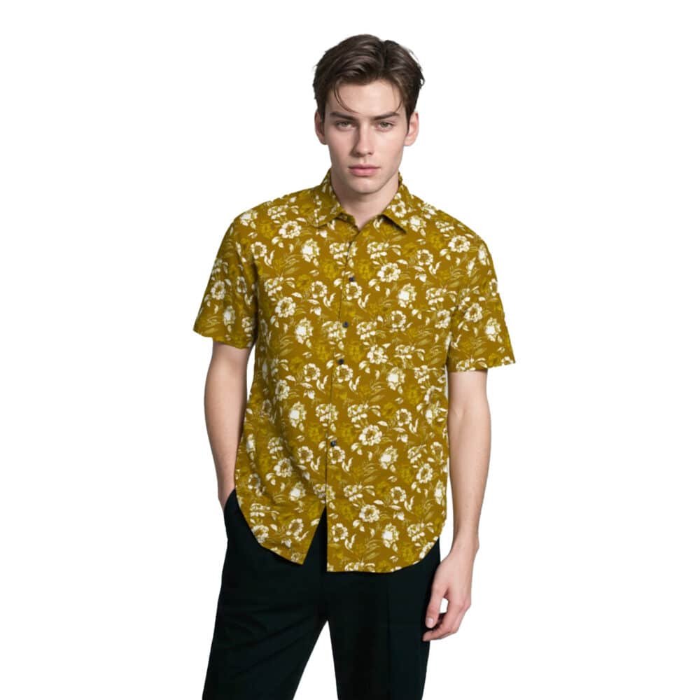 Organic Handprinted Cotton Summer Half Sleeve Shirt A