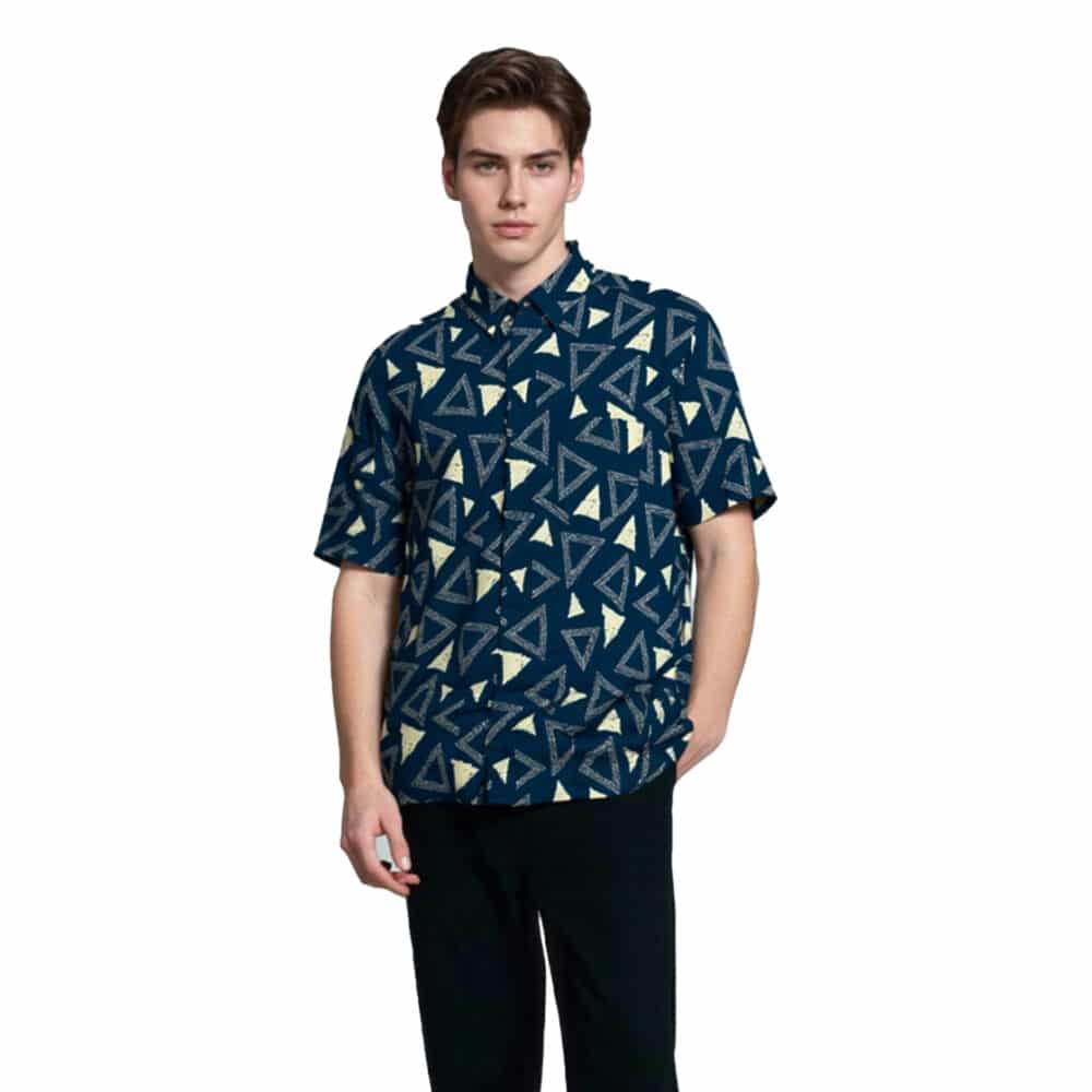 Organic Handprinted Cotton Summer Half Sleeve Shirt E