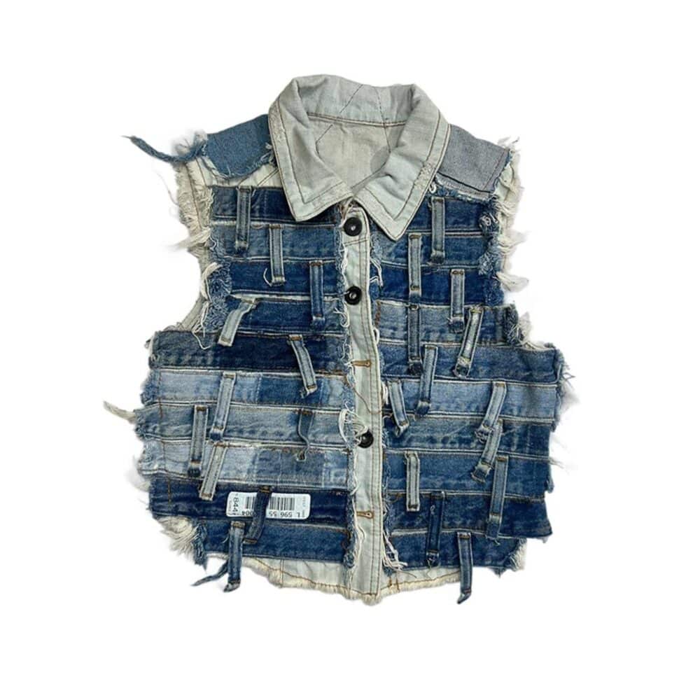 Shredded Couture Denim Vest A