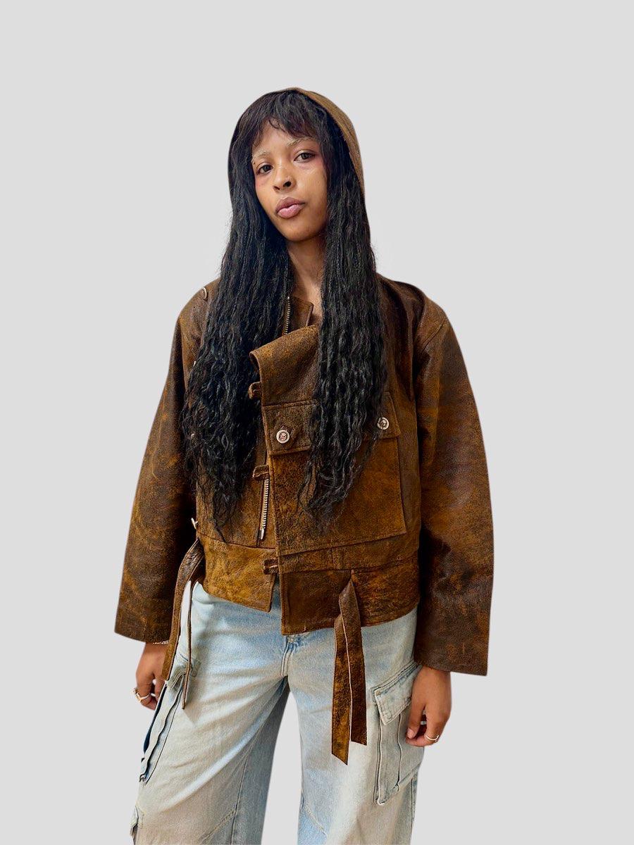 The Alchemist Unisex Leather Bomber Jacket With Hoodie